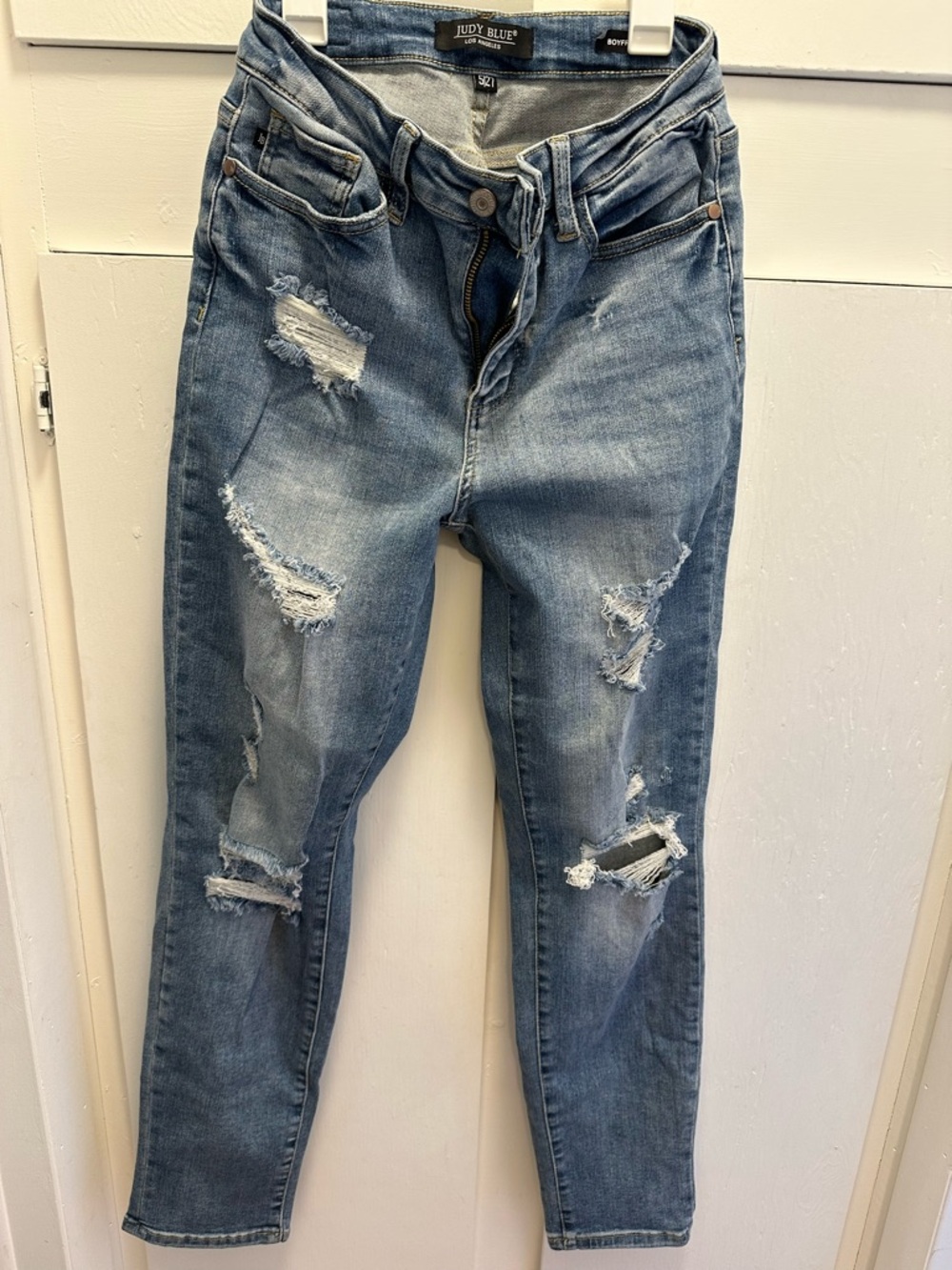 Judy Blue Light Blue Distressed Boyfriend Jeans